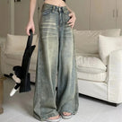 Y2K Retro Washed Loose Straight Jeans