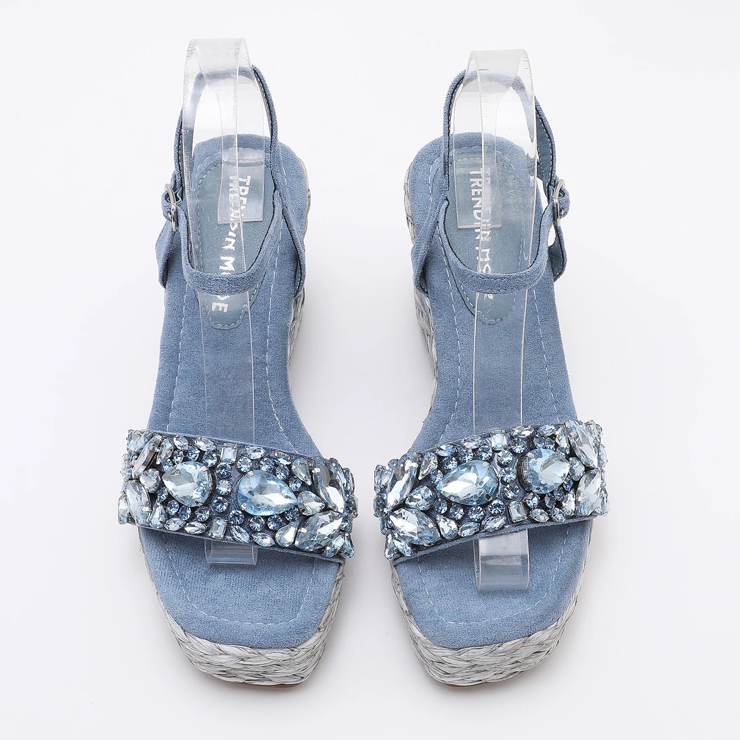 Rhinstones Velvet High Wedges Sandals