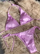 Metallic Satin Two-Pieces Bikini