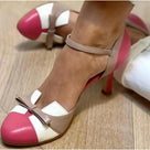 Ankle Strap Bowknot Mixed Color Pumps Shoes