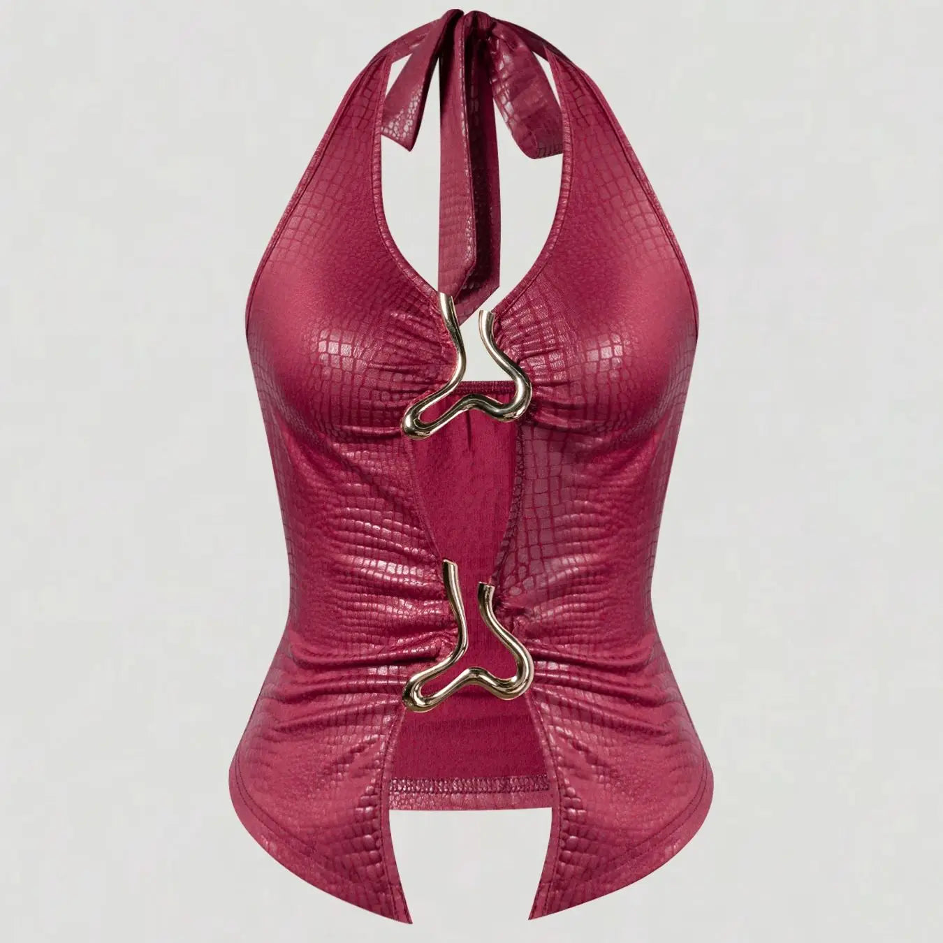 Croc Embossed Irregular Appliques Tank Top