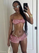 Ruched Stripe Beachwear Two-Piece