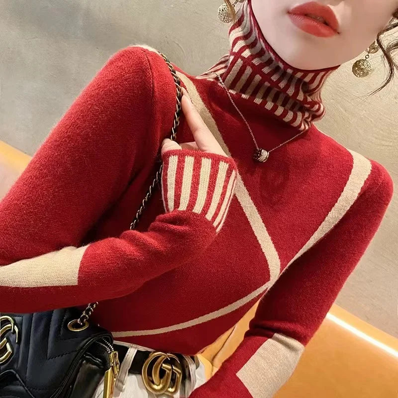 Minimalist Line Turtleneck Knit Top