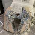 Bling Sequin Flower Transparent Wedges Sandals
