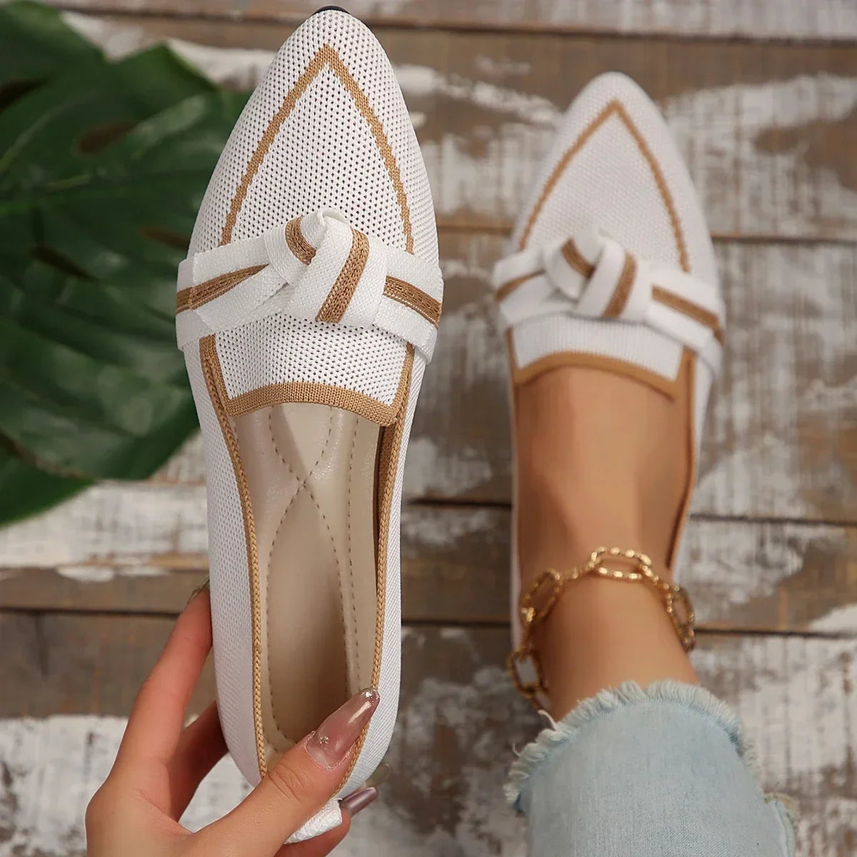 Casual Knitted Pointed Toe Loafers