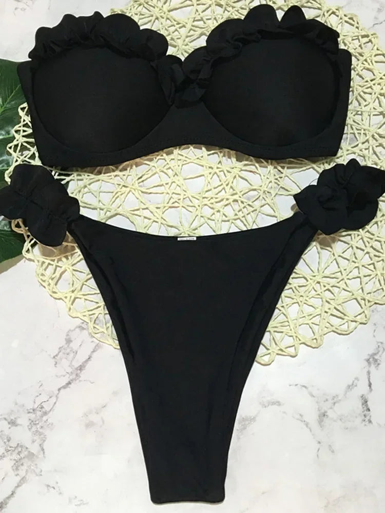 Ruffle Detail Beachwear Two-Piece