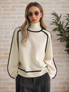 Black Lined Pullover Soft Sweater