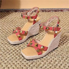 Rivet Ankle Strap Wedges Sandals