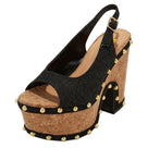 Opened Toe Round Metal Chunky Platform Heels
