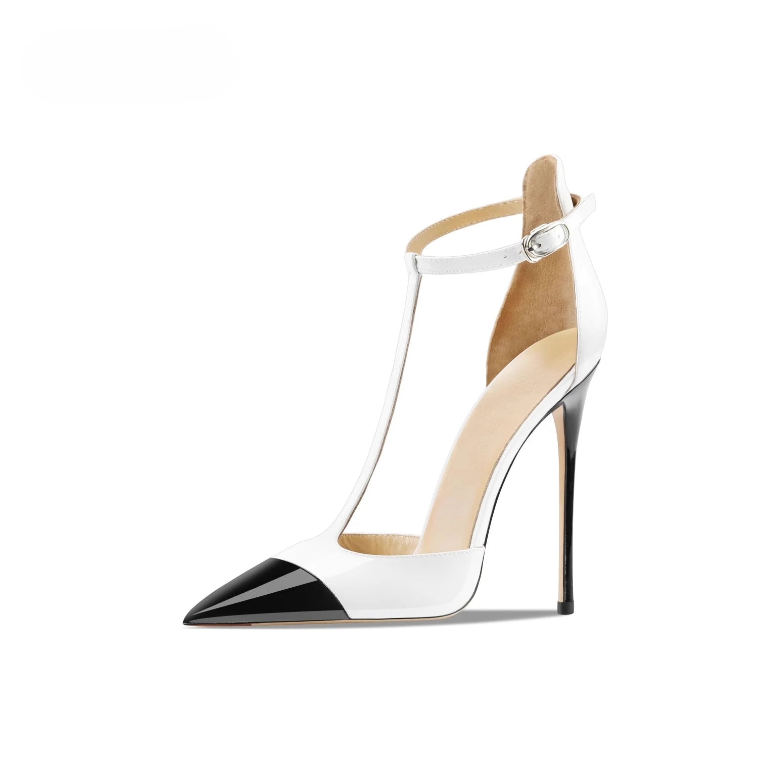Pointed Toe T-Ankle Strap Pumps Shoes