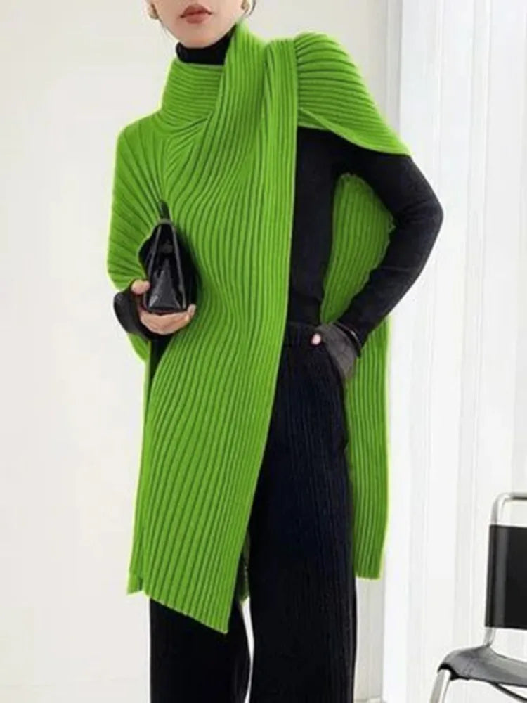 Asymmetric Split-Joint Pullover Sweater