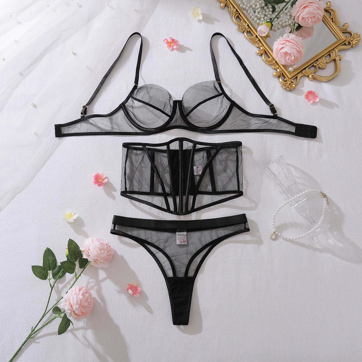 Black Fishbone Corset Lingerie