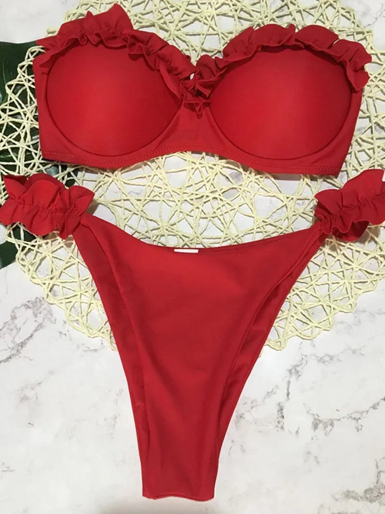 Ruffle Detail Beachwear Two-Piece