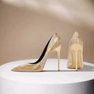 Golden Snake Pattern Pointed Toe Stiletto