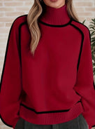 Black Lined Pullover Soft Sweater