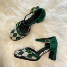 Plaid British Square Toe Pumps Shoes
