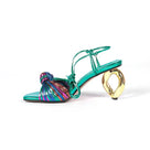 Square Toe Knotted Button Heels Sandals