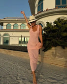 Solid Sleeveless Knitted Maxi Dress