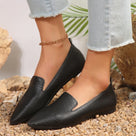 Snake Embossed Texture Pointed-Toe Loafers