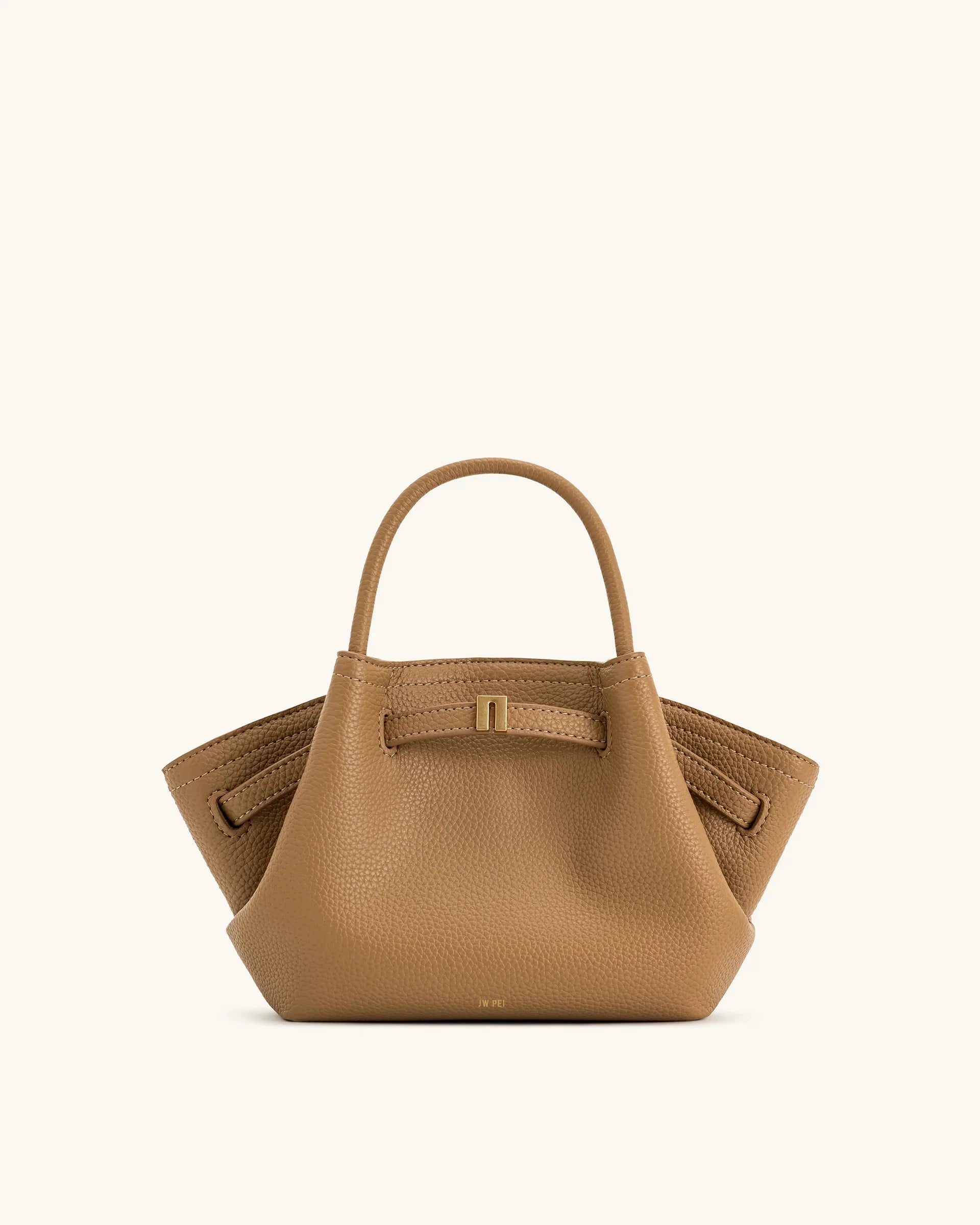 Minimalist Ruched Solid Leather Handbag