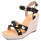 Rivet Ankle Strap Wedges Sandals