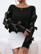 Bows Detail Raglan Sleeves Sweater