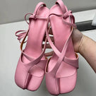 Lace-Up Spilt Toe Pump Shoes