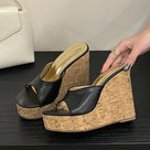 Peep Toe Cork Platform Wedges Sandals