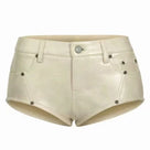 Buttoned Low-Waisted Leather Shorts