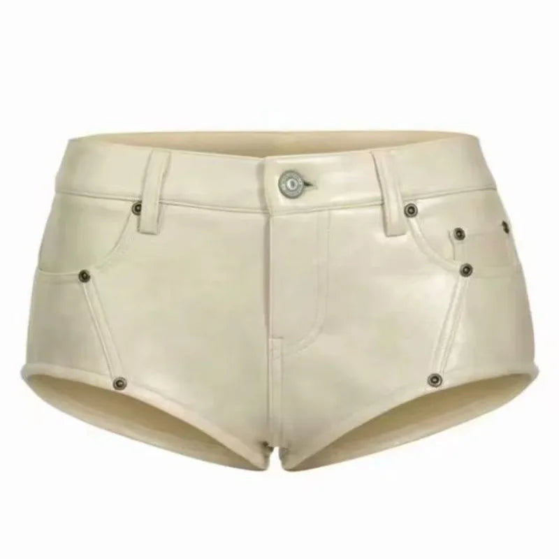 Buttoned Low-Waisted Leather Shorts