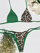 Halter Splicing Leopard Bikini
