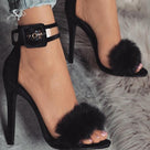 Gladiator Fur Snake Patterned Heeled Sandal