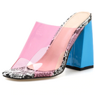 Mixed Color Open Toe Heeled Sandal