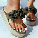 Flock Casual Flower Strap Wedges