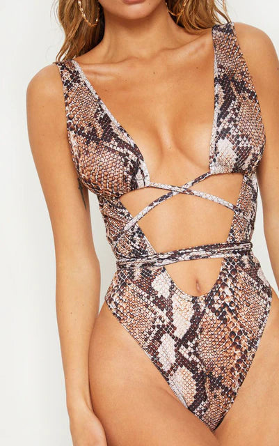 Brazilian Leopard Printed Women Pushup One Piece Monokini