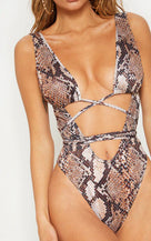 Brazilian Leopard Printed Women Pushup One Piece Monokini
