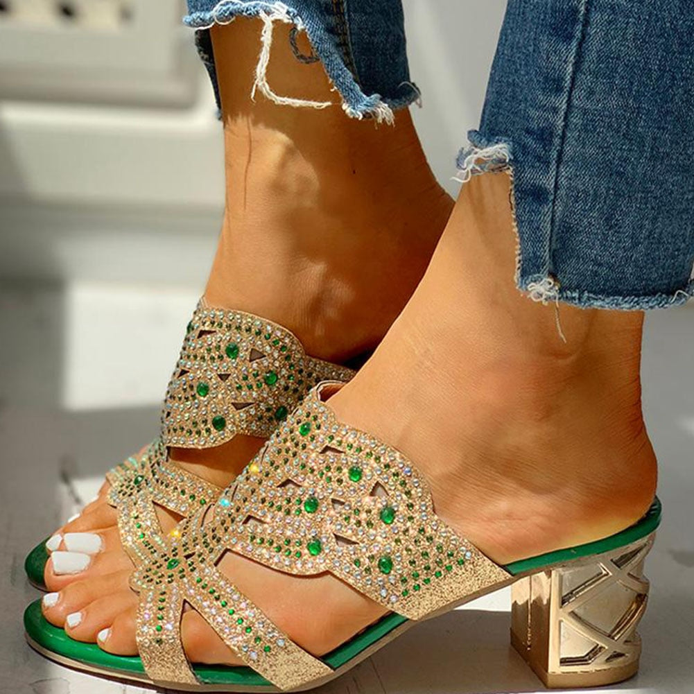 Slip On Leisure Golden Heeled Sandal