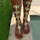 Bohemian Floral Rhinestone Gladiator Sandal