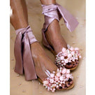 Handmade Ankle Strap Beaded Flat Sandal