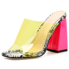 Mixed Color Open Toe Heeled Sandal