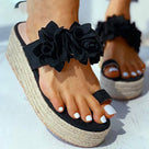 Flock Casual Flower Strap Wedges