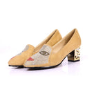 Sweet Flock Square Heeled Pump Shoes