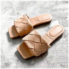 Weaved Patterned Slip On Flat Sandal