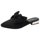 Canvas Bonded Leather Solid Color Pointed Toe with Luxury Low Heels Women Mules Shoes