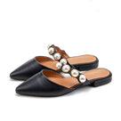 Retro Pearl Strap Low Heels Women Mules Shoes