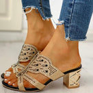 Slip On Leisure Golden Heeled Sandal