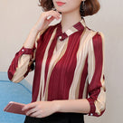 Turning Tables Stripped V-Neck Blouse