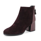 Silver Zipper Square Heels Boots