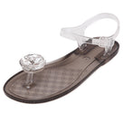 Rhinestone Flower Transparent Flat Sandal